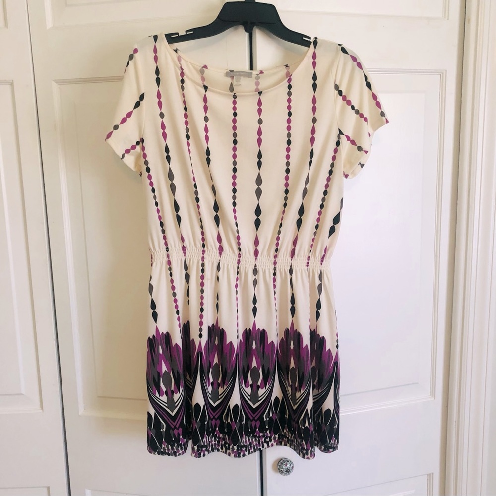 Purple, black, white dress